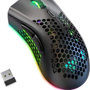 BENGOO KM-1 Wireless Gaming Mouse – RGB, 3200 DPI, Honeycomb Shell